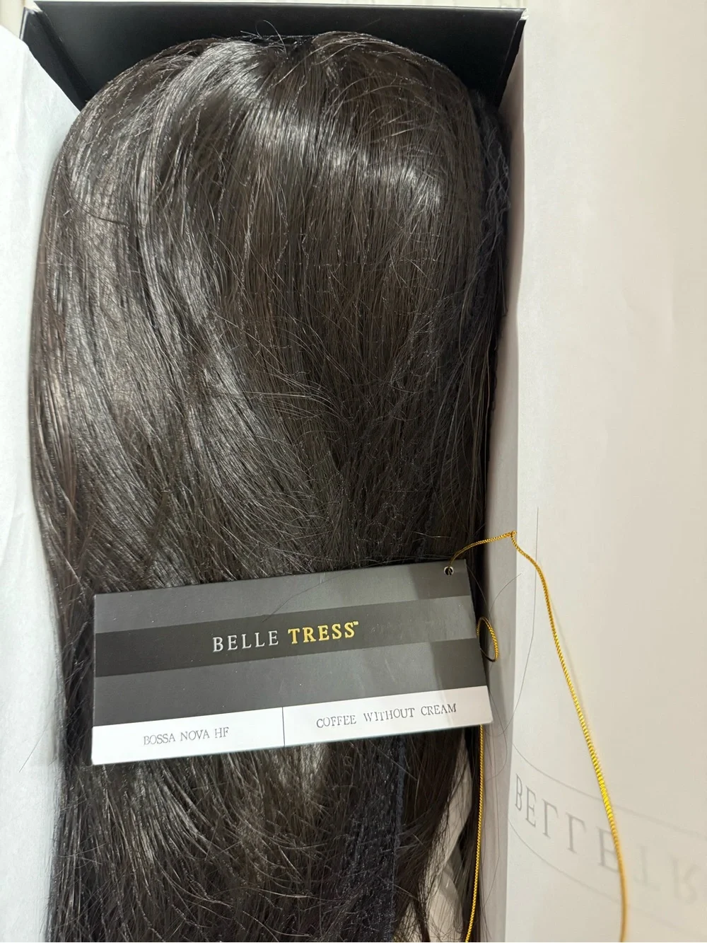 Belle Tress Bossa Nova Coffee Without Cream Lace Front Mono Top Wig, Center Part